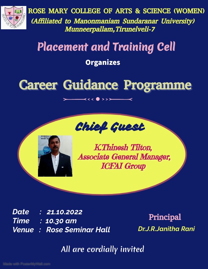 Career Guidance Programme on 21/10/2022 from Placement and Training Cell