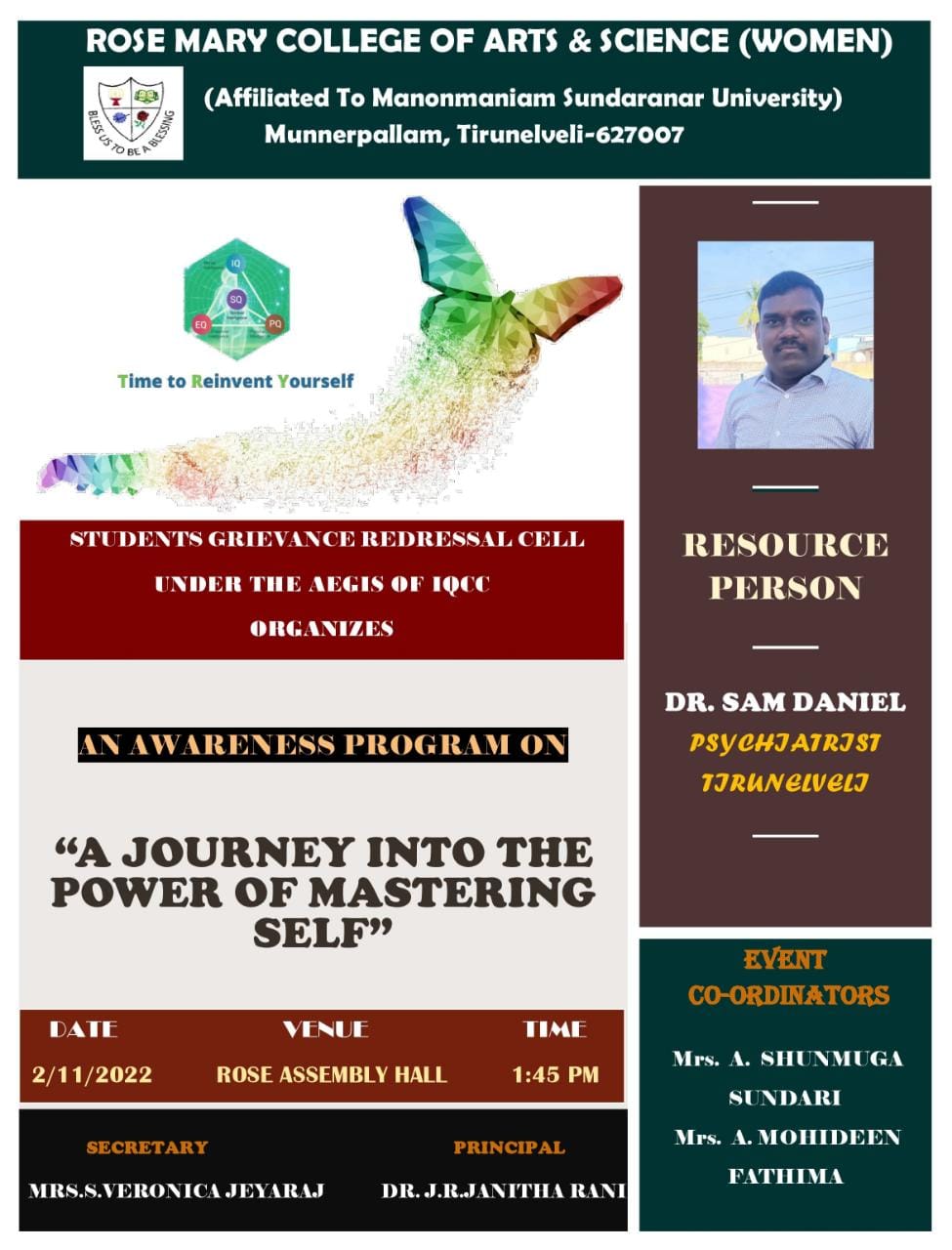 Read more about the article An Awareness Program on “A Journey into the Power of Mastering Self” on 2/11/2022
