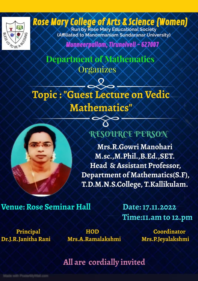 Guest Lecture on Vedic Mathematics from Maths Department