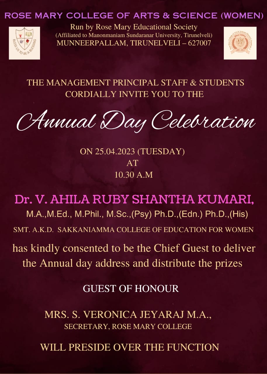 Read more about the article Annual Day of Rose Mary College celebrated on 25/4/2023