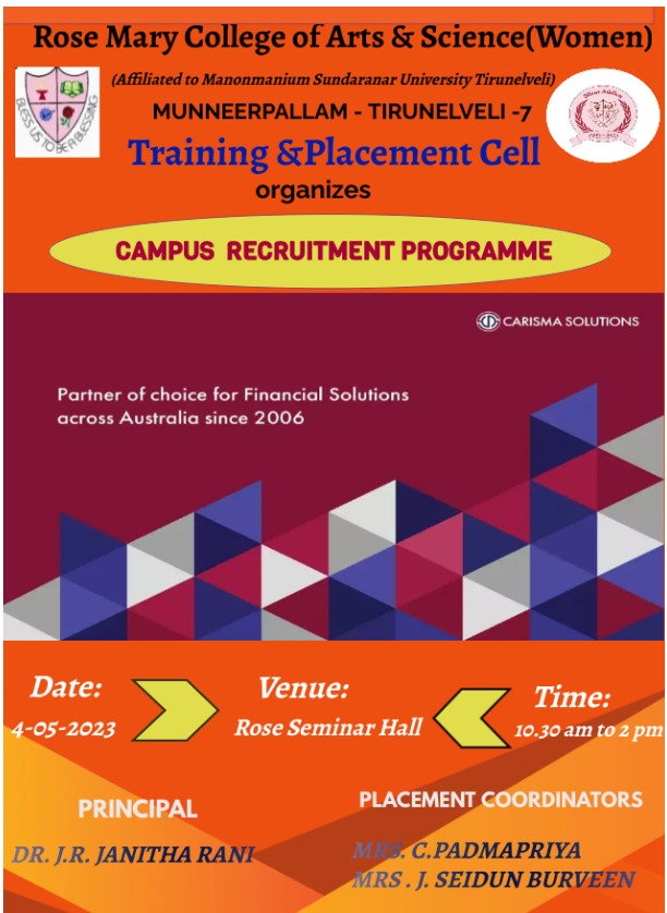 Campus Placement Drive from Carisma Solution Pvt Ltd