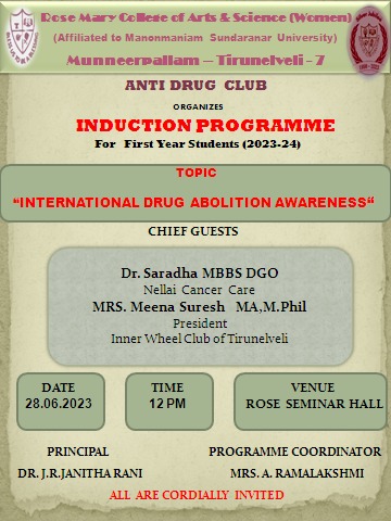 Read more about the article Induction Programme on “International Drug Abolition Programme” on 28/6/2023