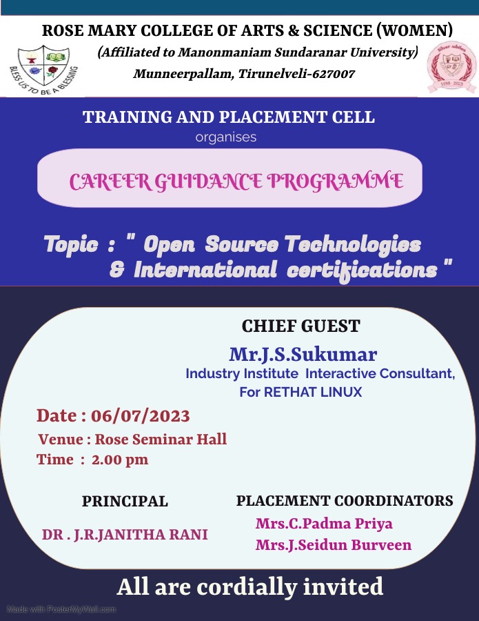 Read more about the article Career Guidance Programme on “Open Source Technologies & International Certification on 7/7/2023