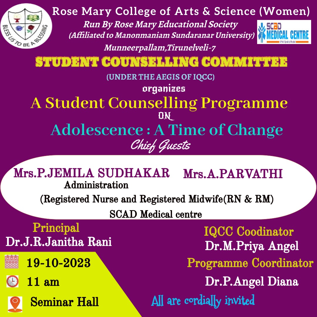 Read more about the article Student Counselling Committee Organizes ” A Student Counselling Programme” on Adolescence:A Time of Change