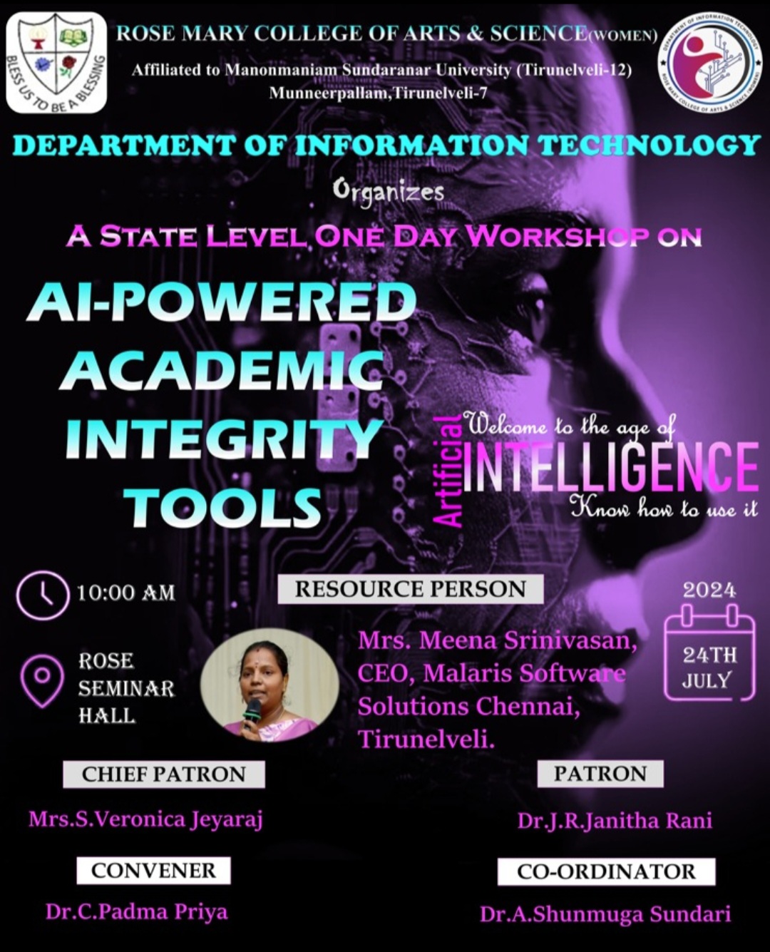 Read more about the article Department of Information Technology Organizes A State Level One Day Workshop On AI Powered Academic Integrity Tools on 24.07.2024